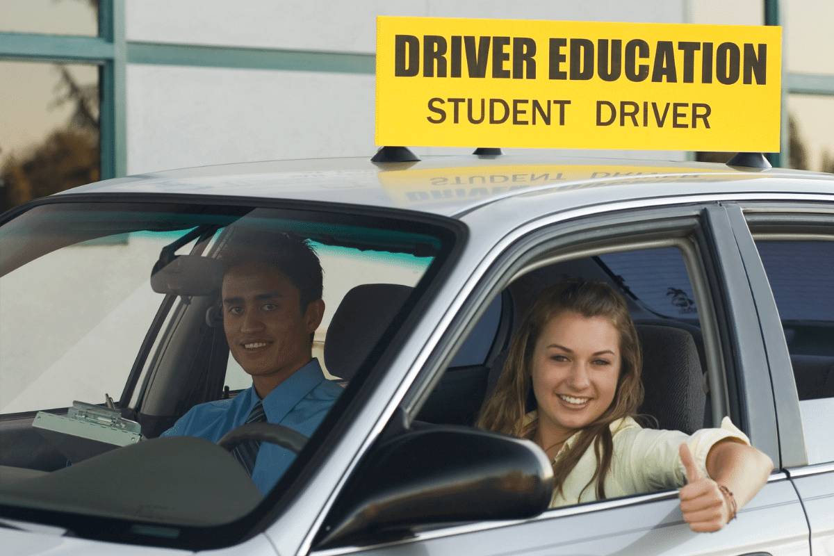 teenager taking driver education student driver course